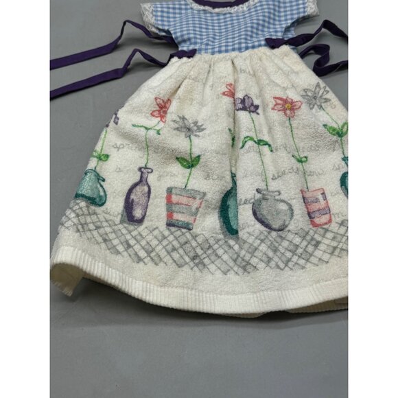 Decorative Kitchen Hand Towel Dress With Floral Print & Gingham Top white READ - Picture 9 of 9